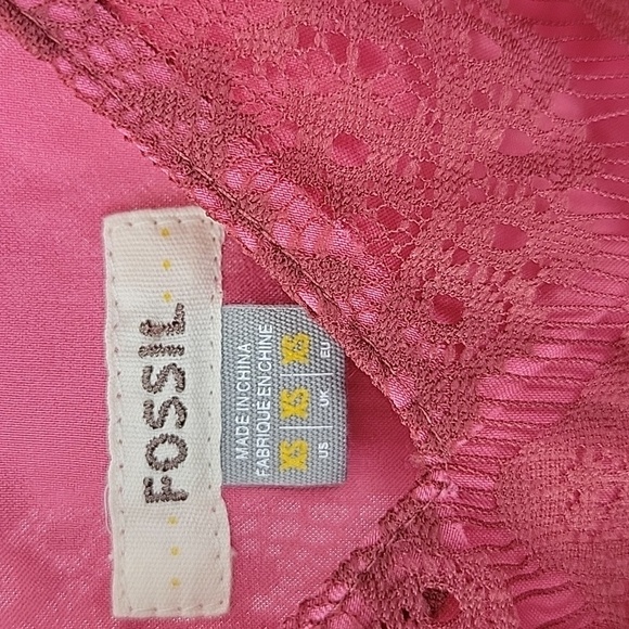 FOSSIL XS Penny Lace Overlay Mini Dress Wine Red Femine Romantic - Picture 11 of 13